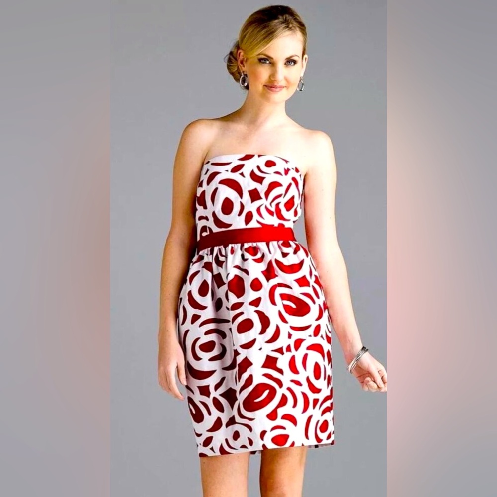 ANTONIO MELANI GINGER RED WHITE STRAPLESS
Color Red and White 
Size 10